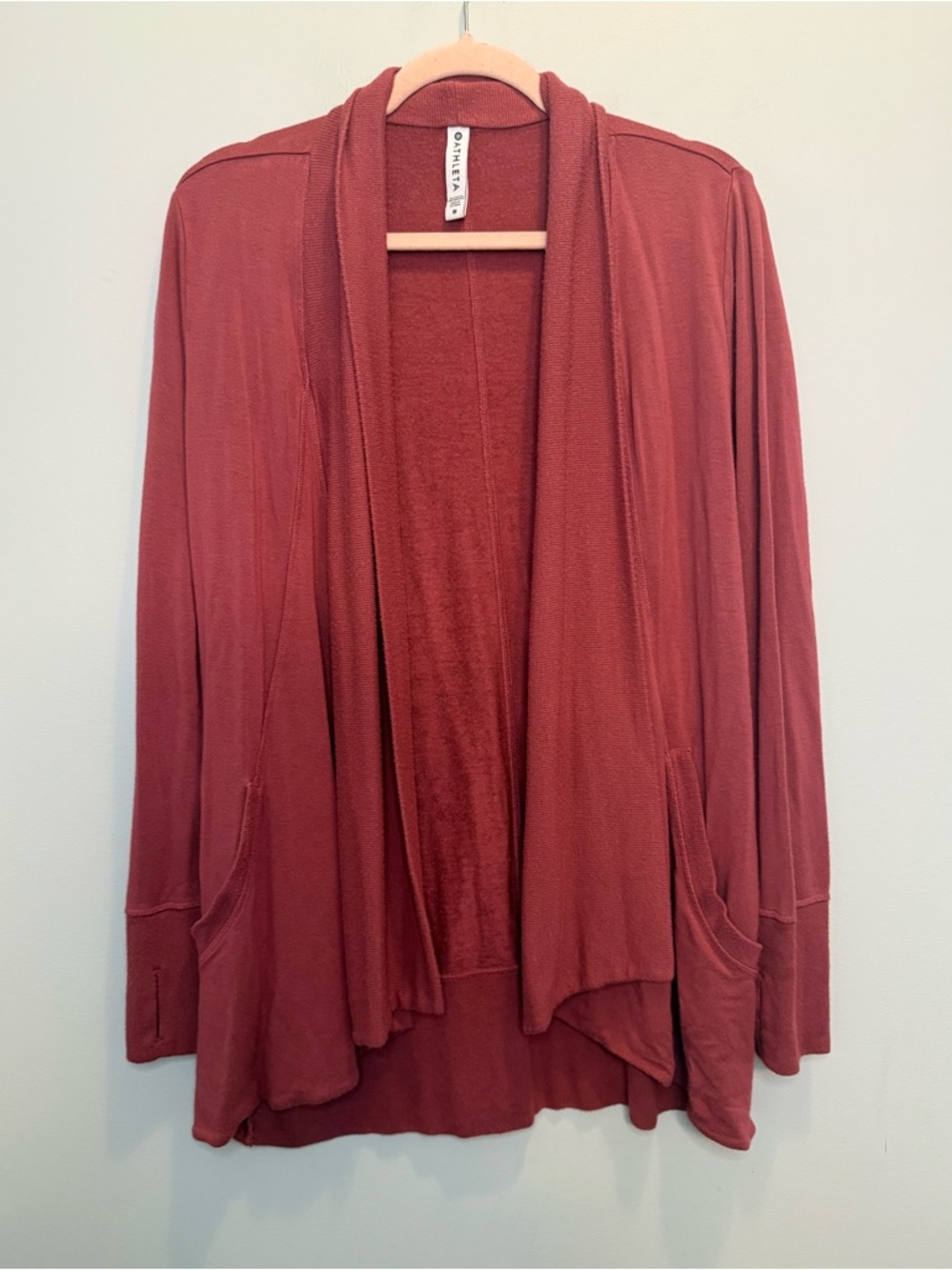 Athleta Pranayama Restore Wrap Cardigan Deep Rose Size Medium Cozy Soft